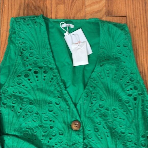 Andie The Navarino Dress Button Front Eyelet Emerald Green size XL NWT - Picture 5 of 7